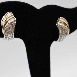 Lovely 14K Gold, Sterling, and Diamond Earrings – Omega Back